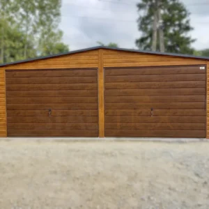 GD102-2 Garaż dwustanowiskowy 7x6m Złoty Dąb / Orzech | 2 Bramy + Osobne Drzwi | Filc | Profil