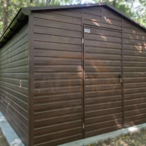 Domek narzędziowy 3x4 m drewnopodobny Orzech | Rynny | Profil