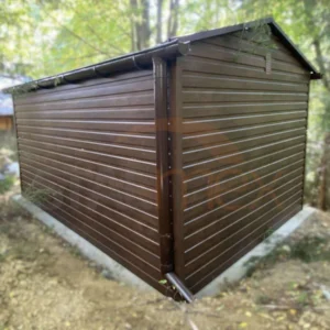 Domek narzędziowy 3x4 m drewnopodobny Orzech | Rynny | Profil