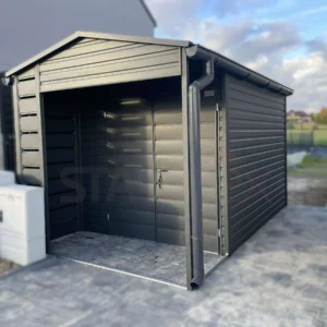Domek ogrodowy z Wiatą (2,5x3,3 m + 1 m) | Grafit Mat | Profil