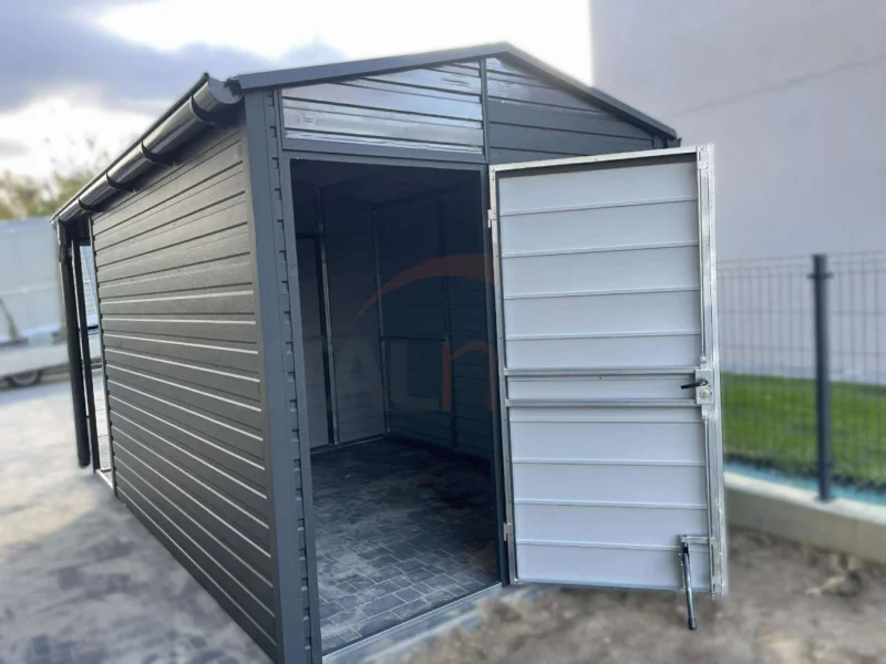 Domek ogrodowy z Wiatą (2,5x3,3 m + 1 m) | Grafit Mat | Profil