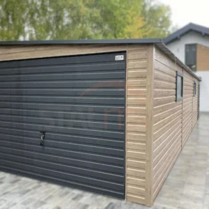 Garaż blaszany 3,5x10,5m Winchester / Grafit | Spad na bok | Okna i Drzwi boczne | Profil