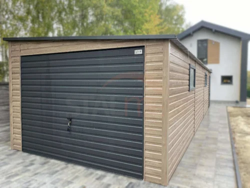 Garaż blaszany 3,5x10,5m Winchester / Grafit | Spad na bok | Okna i Drzwi boczne | Profil