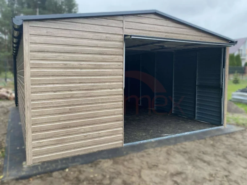 Garaż blaszany 4,5x5,5m Winchester / Grafit Mat | Brama Uchylna | Profil