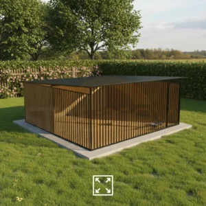 Kojec dla psa Czarny [Warianty] | Zabudowa drewnem | Obrotowe miski | Profie Pionowe