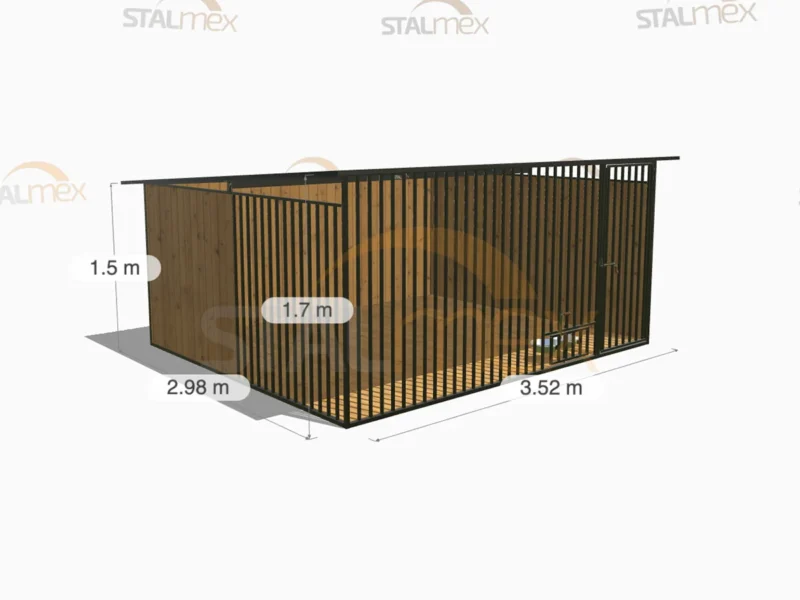 Kojec dla psa Czarny [Warianty] | Zabudowa drewnem | Obrotowe miski | Profie Pionowe