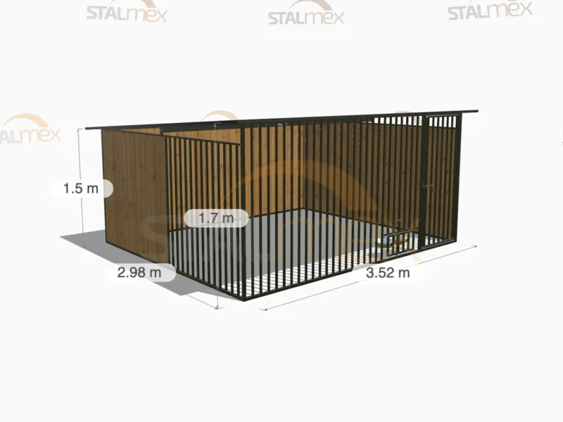 Kojec dla psa Czarny [Warianty] | Zabudowa drewnem | Obrotowe miski | Profie Pionowe