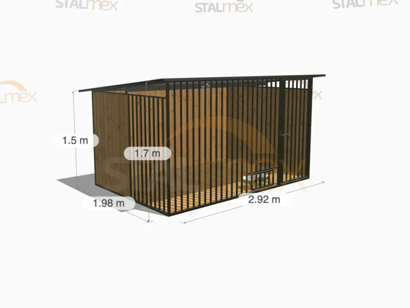 Kojec dla psa Czarny [Warianty] | Zabudowa drewnem | Obrotowe miski | Profie Pionowe