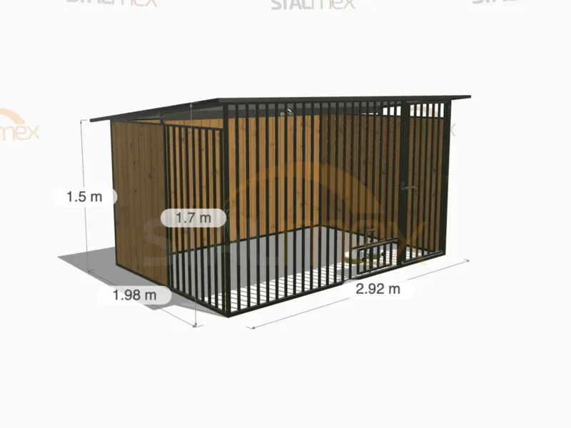 Kojec dla psa Czarny [Warianty] | Zabudowa drewnem | Obrotowe miski | Profie Pionowe