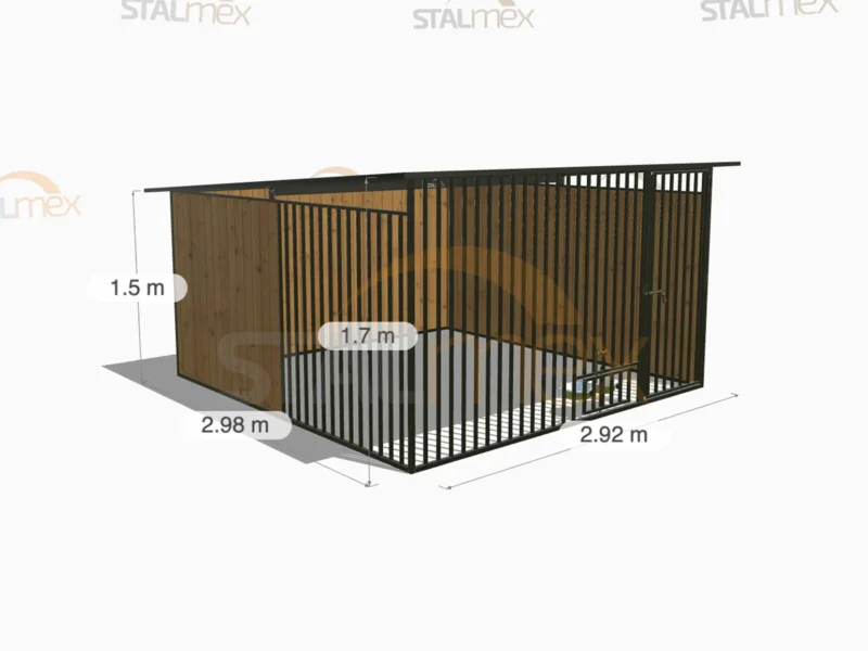 Kojec dla psa Czarny [Warianty] | Zabudowa drewnem | Obrotowe miski | Profie Pionowe