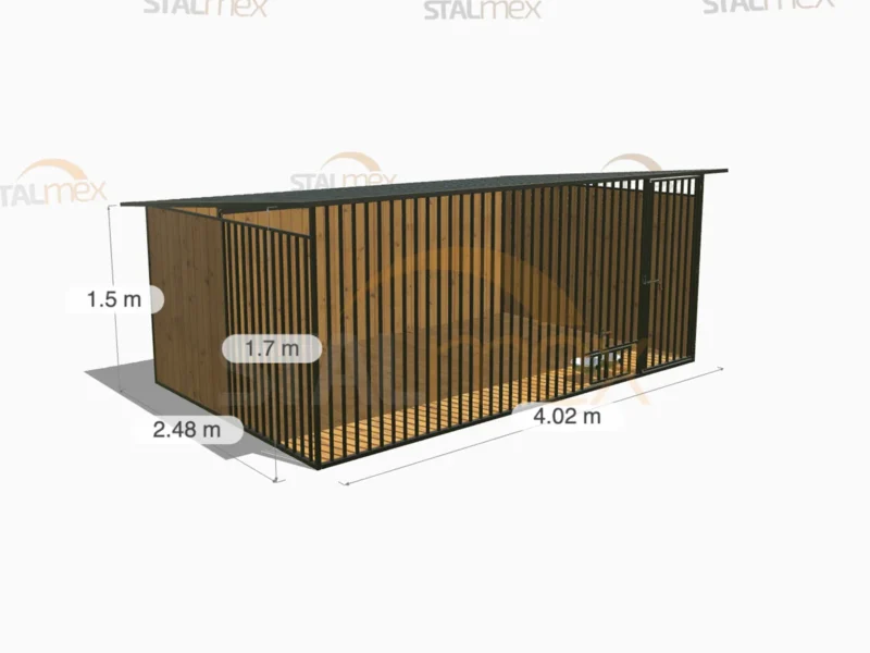Kojec dla psa Czarny [Warianty] | Zabudowa drewnem | Obrotowe miski | Profie Pionowe