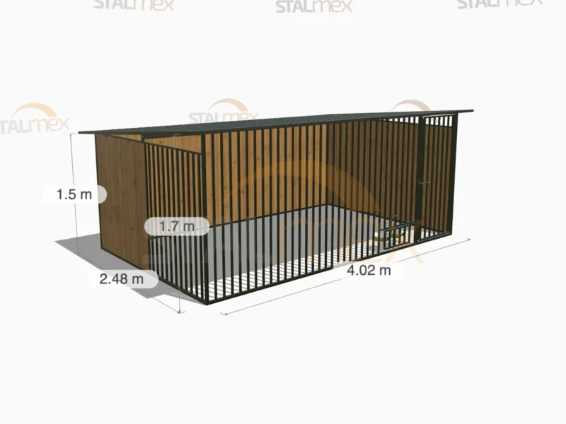 Kojec dla psa Czarny [Warianty] | Zabudowa drewnem | Obrotowe miski | Profie Pionowe