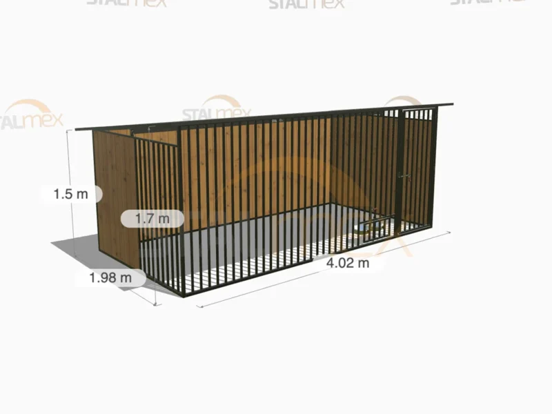 Kojec dla psa Czarny [Warianty] | Zabudowa drewnem | Obrotowe miski | Profie Pionowe