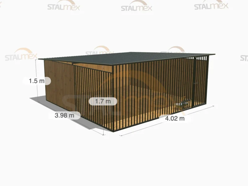 Kojec dla psa Czarny [Warianty] | Zabudowa drewnem | Obrotowe miski | Profie Pionowe