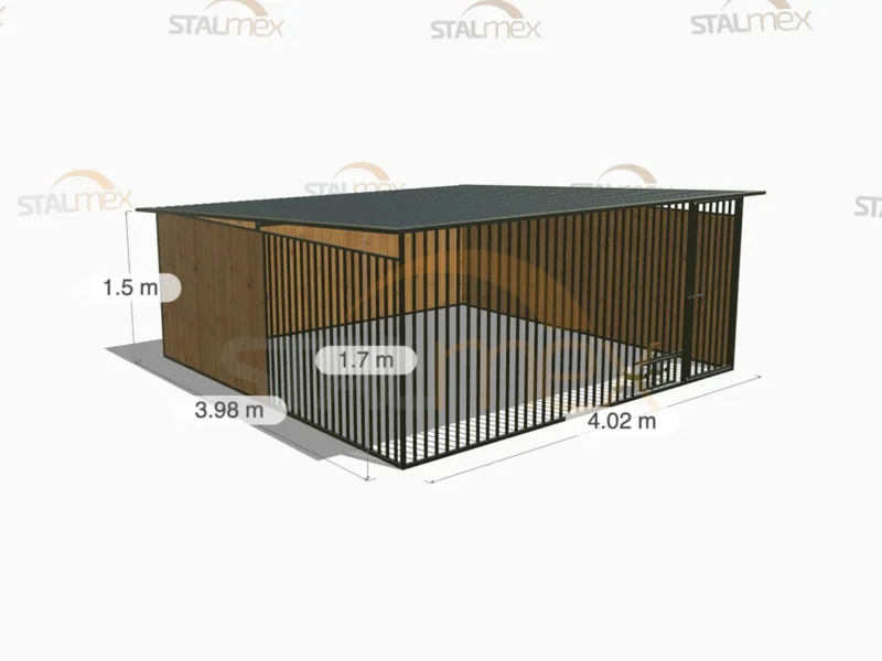 Kojec dla psa Czarny [Warianty] | Zabudowa drewnem | Obrotowe miski | Profie Pionowe