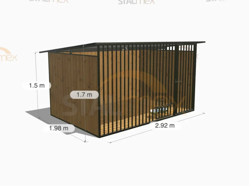 Kojec dla psa Czarny [Warianty] | Zabudowa drewnem | Obrotowe miski | Profie Pionowe