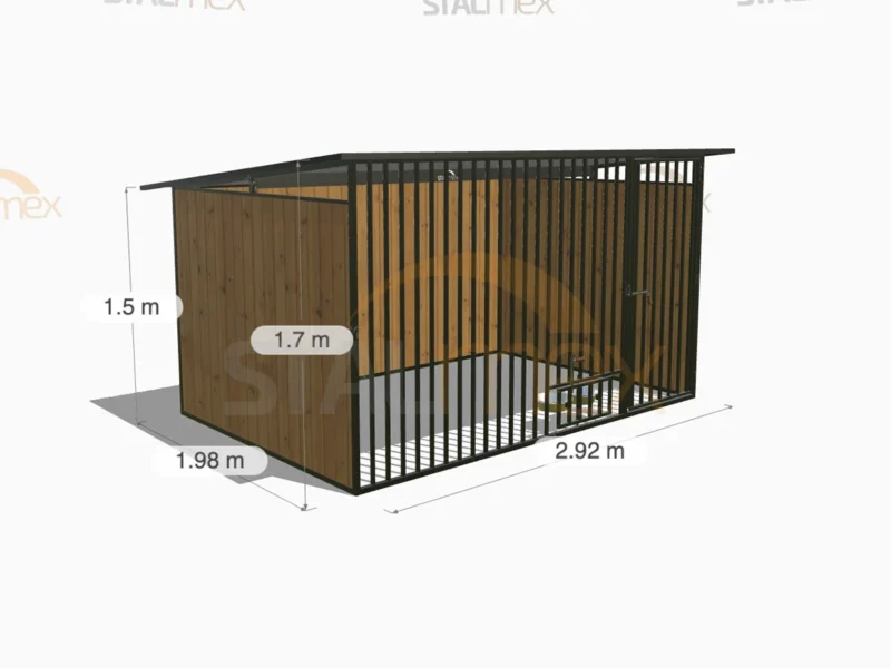 Kojec dla psa Czarny [Warianty] | Zabudowa drewnem | Obrotowe miski | Profie Pionowe