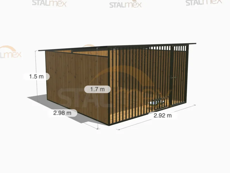 Kojec dla psa Czarny [Warianty] | Zabudowa drewnem | Obrotowe miski | Profie Pionowe