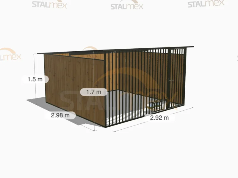 Kojec dla psa Czarny [Warianty] | Zabudowa drewnem | Obrotowe miski | Profie Pionowe
