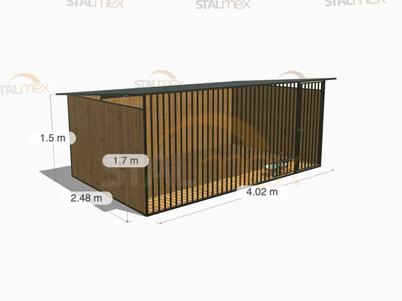 Kojec dla psa Czarny [Warianty] | Zabudowa drewnem | Obrotowe miski | Profie Pionowe