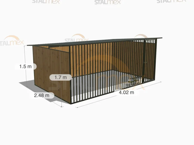 Kojec dla psa Czarny [Warianty] | Zabudowa drewnem | Obrotowe miski | Profie Pionowe