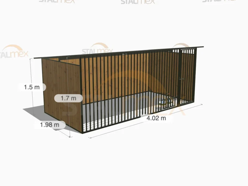 Kojec dla psa Czarny [Warianty] | Zabudowa drewnem | Obrotowe miski | Profie Pionowe