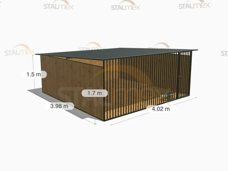 Kojec dla psa Czarny [Warianty] | Zabudowa drewnem | Obrotowe miski | Profie Pionowe