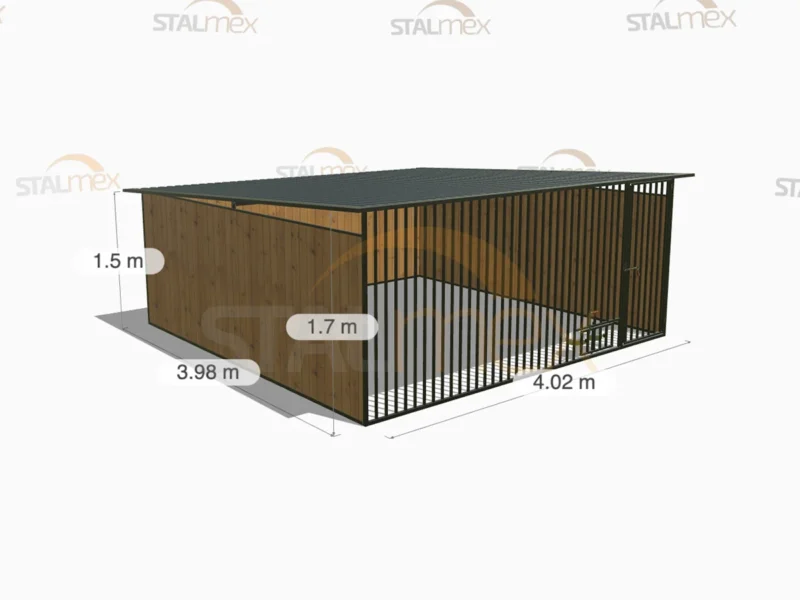 Kojec dla psa Czarny [Warianty] | Zabudowa drewnem | Obrotowe miski | Profie Pionowe