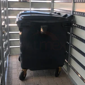 Wiata śmietnikowa modułowa 3-stanowiskowa 3x BOX 1 (3x 1100l) Grafit Lamele