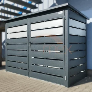 WS6-2 Wiata śmietnikowa modułowa 2-stanowiskowa 2x BOX 2 (4x 240l) Grafit Lamele
