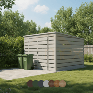 Wiata śmietnikowa 3x3m [Warianty] | Lamele Poziome | Drzwi Dwuskrzydłowe | Profil Ocynkowany