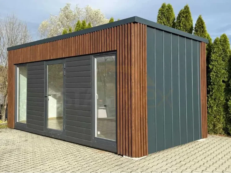Kontener Biurowy 6x3m Orzech / Grafit | Premium Lamele | "Pod Klucz"