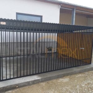 KDC11-1 Kojec dla psa 4x3 m Czarny | Zabudowa Drewnem | Profile Pionowe