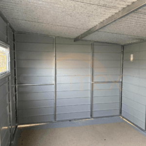 Nowoczesny Domek narzędziowy 4×2,80 m Grafit BTX 7016 | Okno i Rynny | Filc | Profil