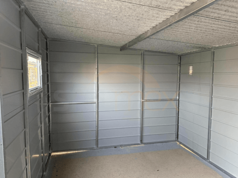 Nowoczesny Domek narzędziowy 4×2,80 m Grafit BTX 7016 | Okno i Rynny | Filc | Profil