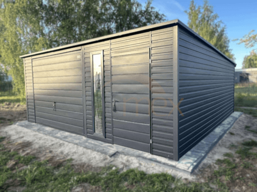 Garaż blaszany 6x6m Grafit BTX 7016 | Podwyższony Wjazd 2,10m | Okno FIX | Profil