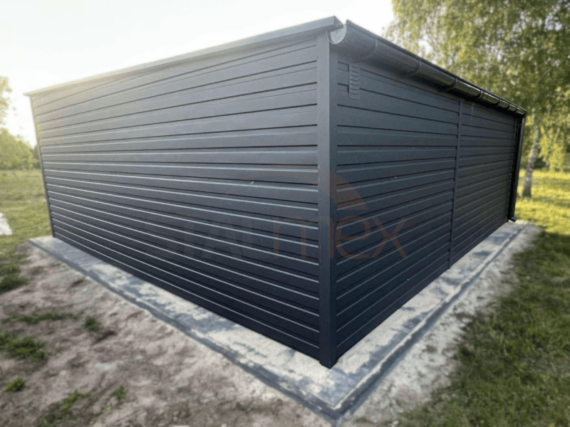 4 Garaż blaszany 6x6m Grafit BTX 7016 | Podwyższony Wjazd 2,10m | Okno FIX | Profil