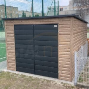 D216_1 Domek ogrodowy 3×3,5 m drewnopodobny Winchester / Grafit | Drzwi 2,00m | Profil
