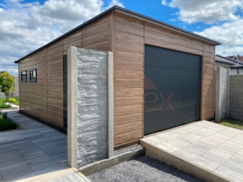 Garaż blaszany 5x6m Winchester / Grafit | Brama Segmentowa z Automatem | Rynny i Okna | Profil