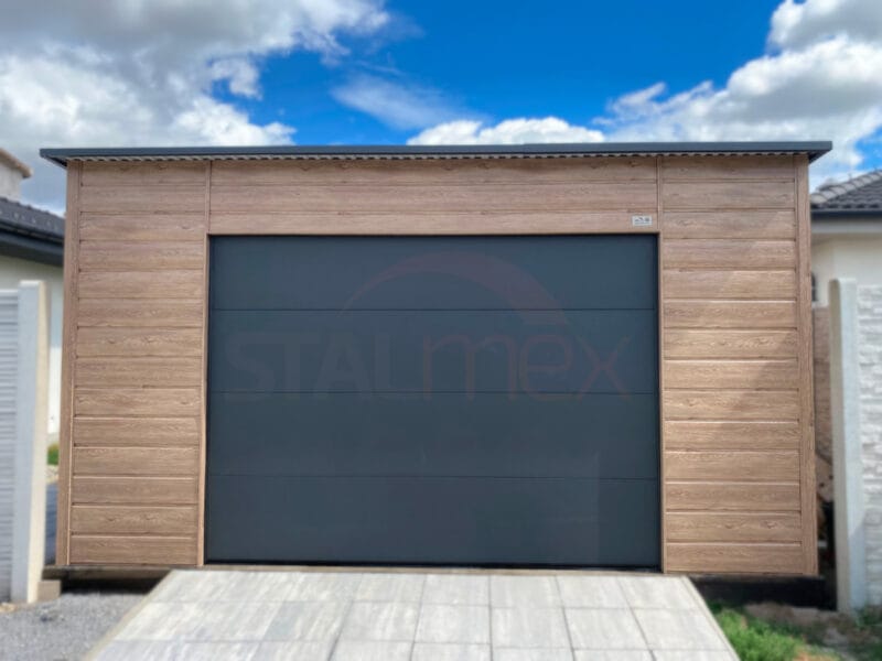 Garaż blaszany 5x6m Winchester / Grafit | Brama Segmentowa z Automatem | Rynny i Okna | Profil