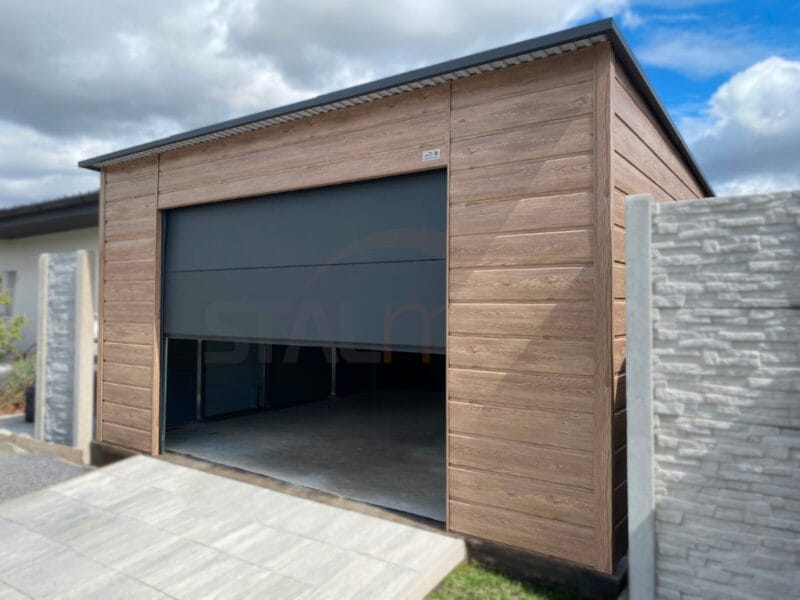 Garaż blaszany 5x6m Winchester / Grafit | Brama Segmentowa z Automatem | Rynny i Okna | Profil