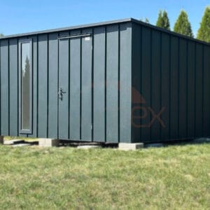 D226_1 Nowoczesny Domek ogrodowy 4×3 m Grafit BTX 7016 | Na rąbek | Okno | Profil