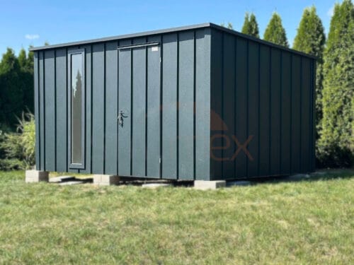 Nowoczesny Domek ogrodowy 4×3 m Grafit BTX 7016 | Na rąbek | Okno | Profil