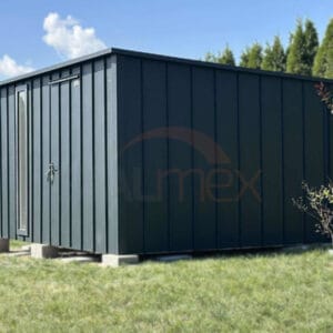 D226_3 Nowoczesny Domek ogrodowy 4×3 m Grafit BTX 7016 | Na rąbek | Okno | Profil